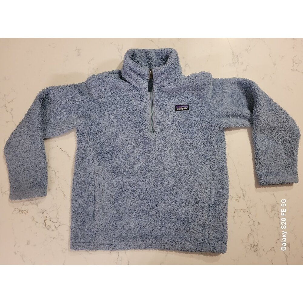 Patagonia Kids Size Medium 10 Zip Synchilla Pullover Fleece Blue Girl